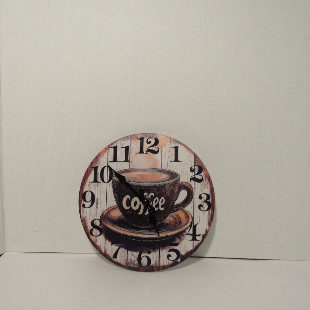 Nostalgic Brown Rustic Wood Style Design Clock 8" Battery Operated, Wall Hanging